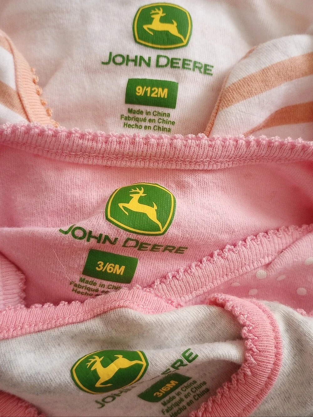 John Deere Baby Girl Onesies Pig Chicken Horses Pink Stripes Polka Dot Cute Farm